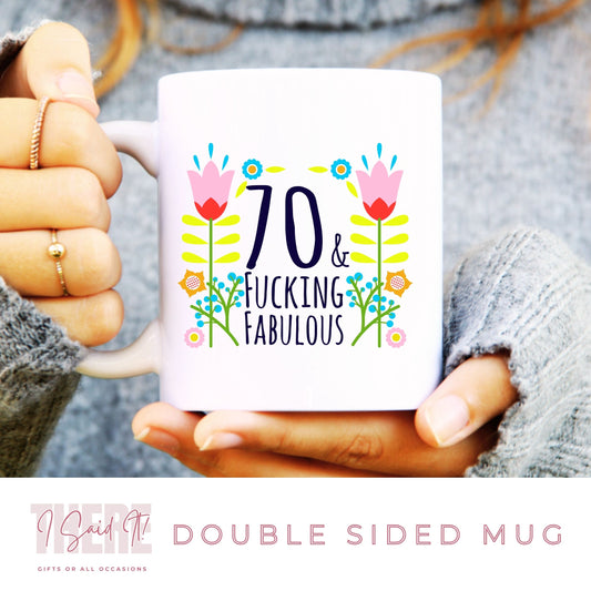 70th birthday swearing mugs