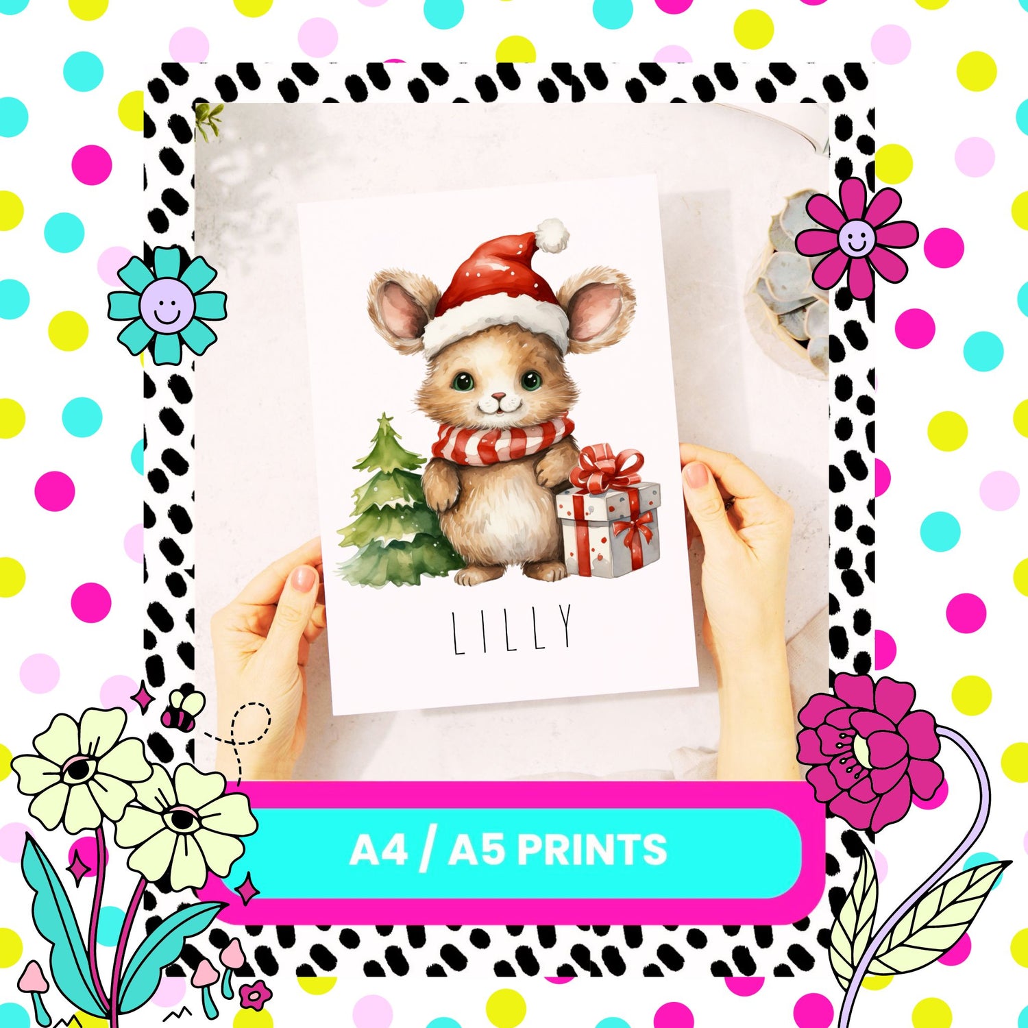 Personalised Christmas Mouse Print