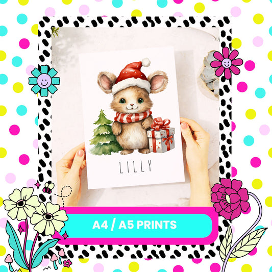 Personalised Christmas Mouse Print