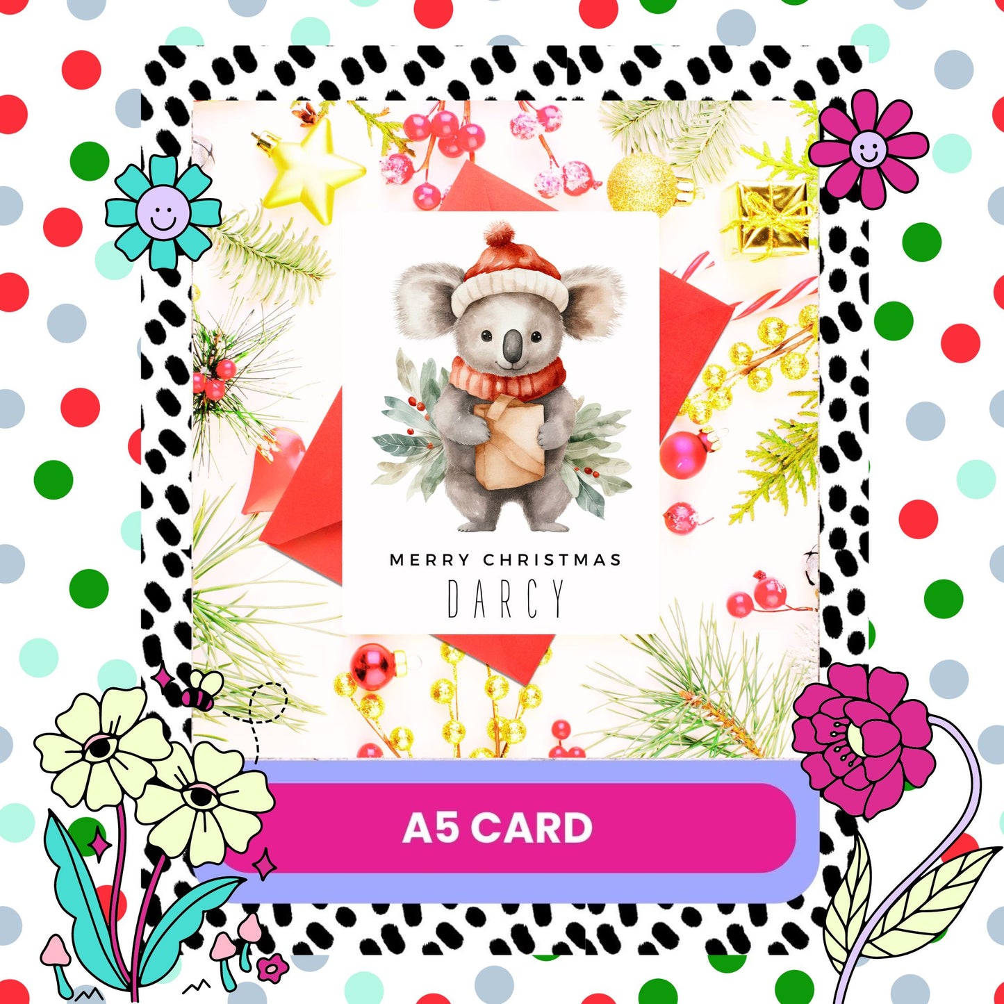 Personalised Koala Christmas Card