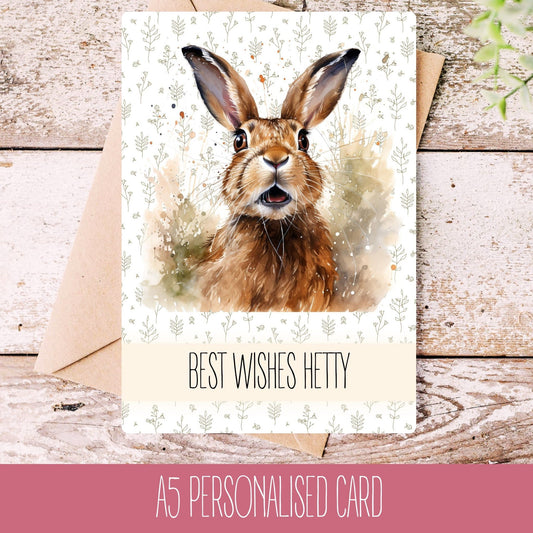 Brown Hare Birthday Card