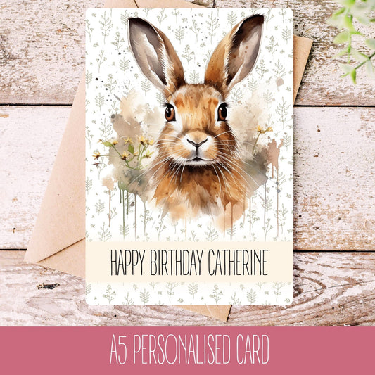 Brown Hare Personalised Card