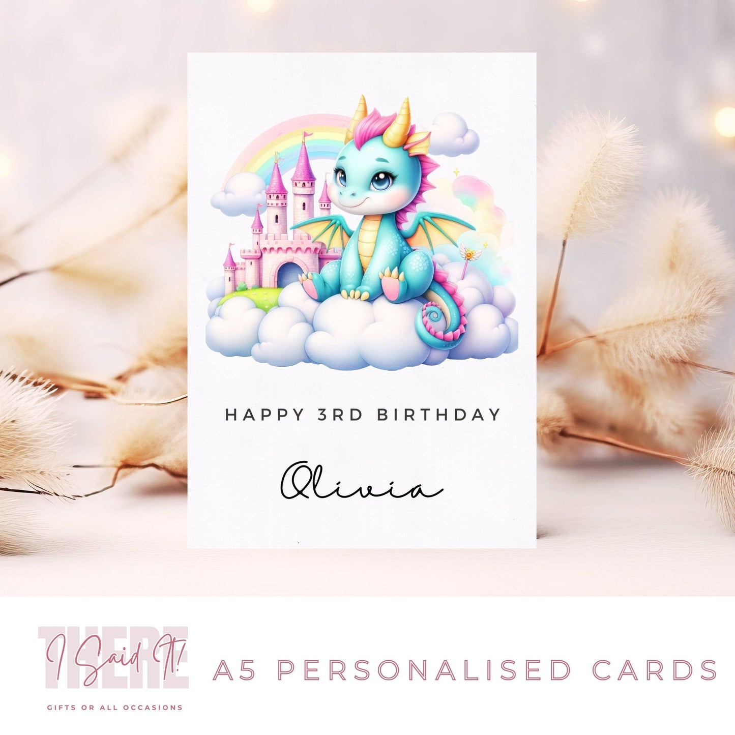 cute personalised dragon card