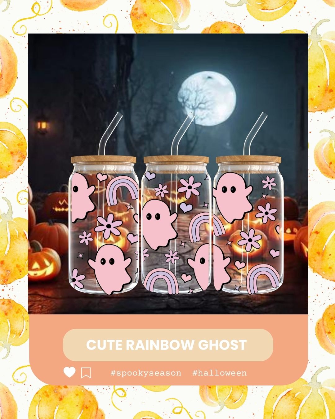 cute rainbow ghost libbey cup