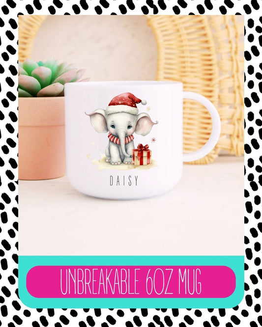 Personalised Elephant Christmas Unbreakable Mug