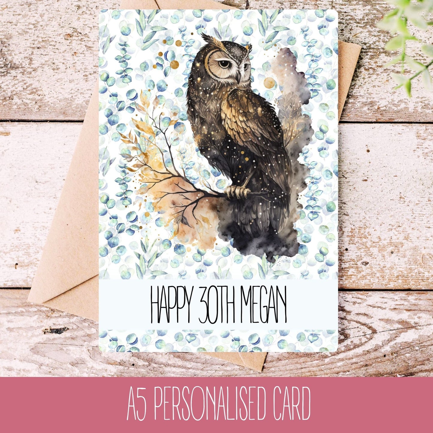 Handmade Personalised Owl Card