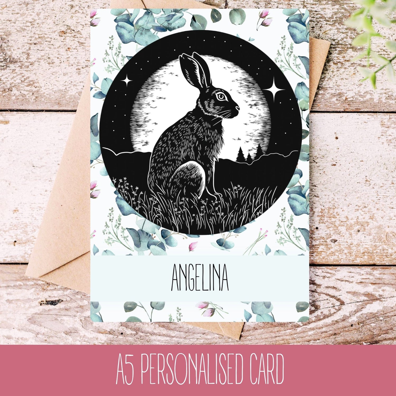 Hare Birthday Card With Personalisation