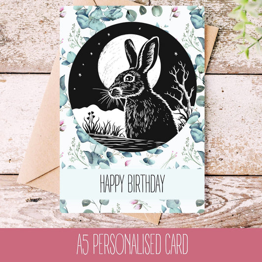 Hare Greetings Card With Personalisation