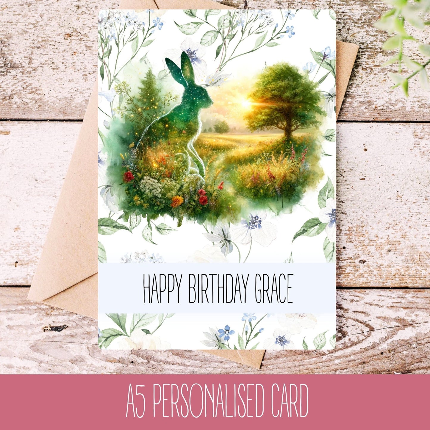 Hare In Nature Birthday Card