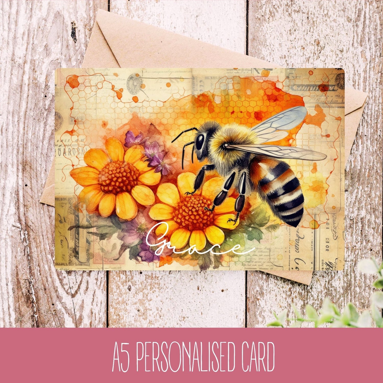 Personalised Bee Greetings Card