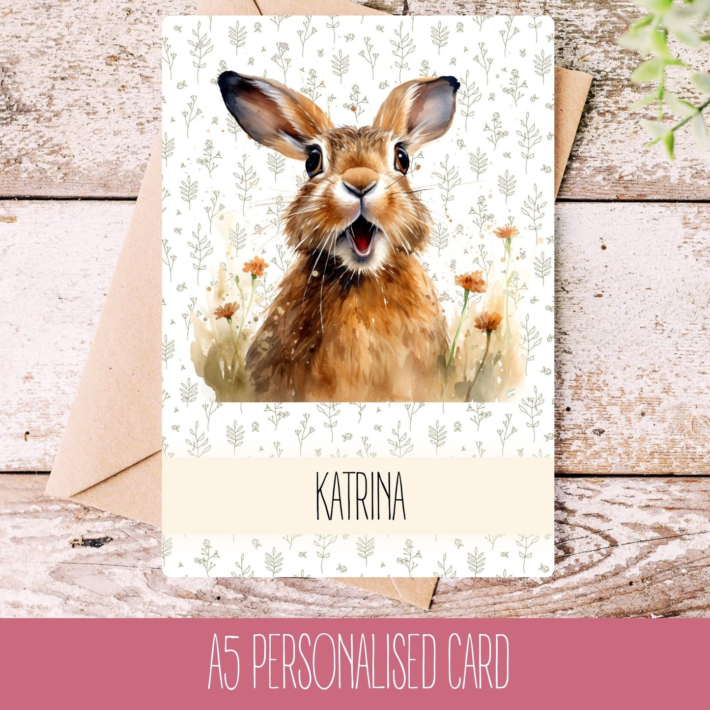 Personalised Brown Hare Occasion Card