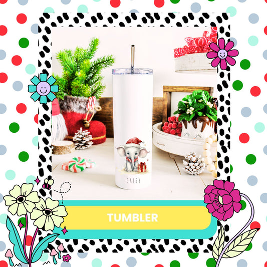 Personalised Elephant Christmas Tumbler