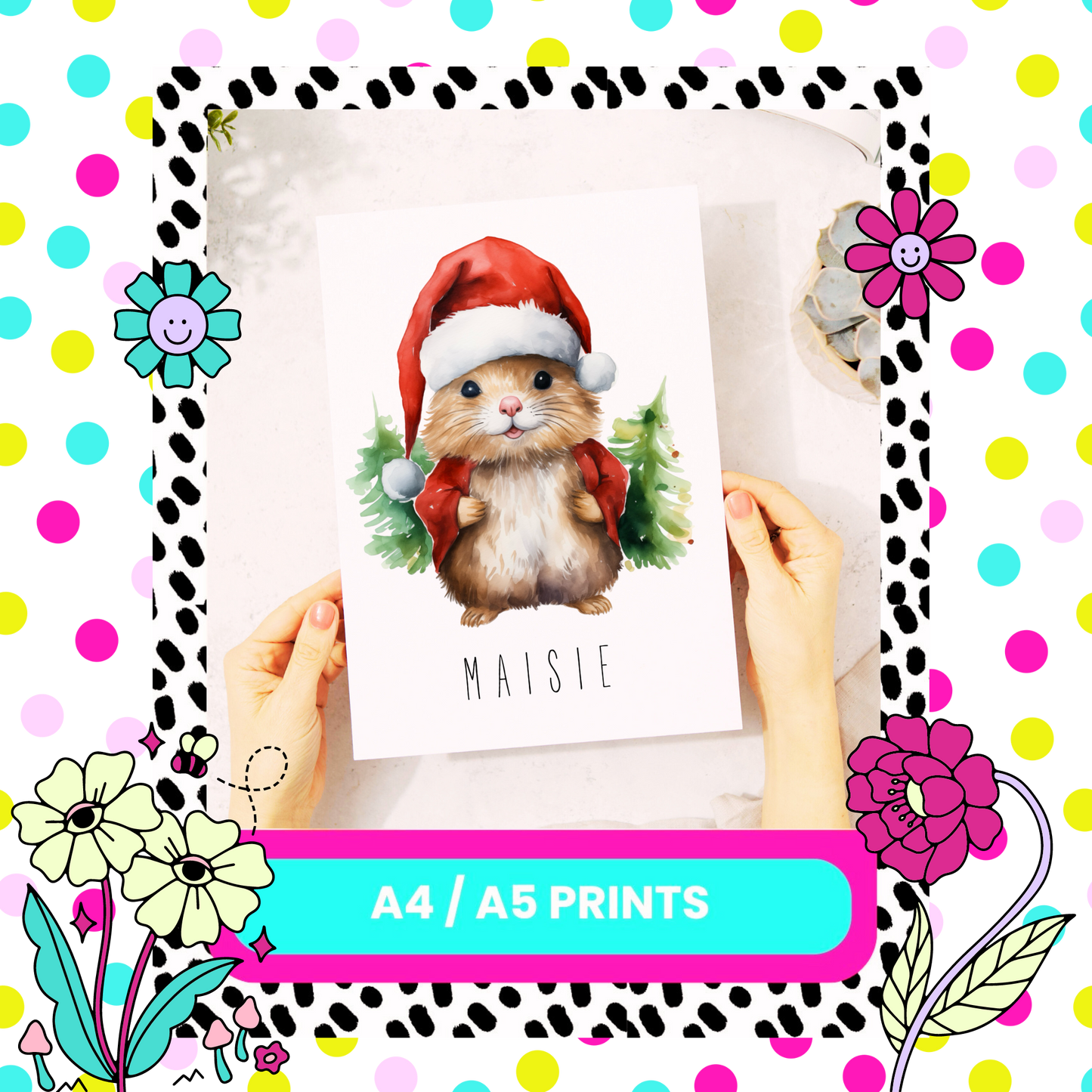 Personalised Gerbil Christmas Print