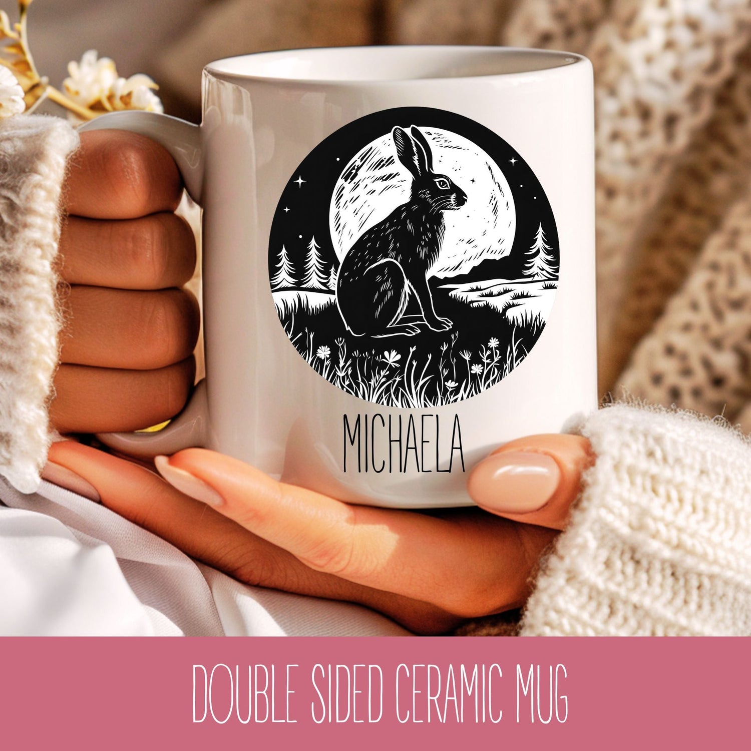 Personalised Hare Design Coffee Cup