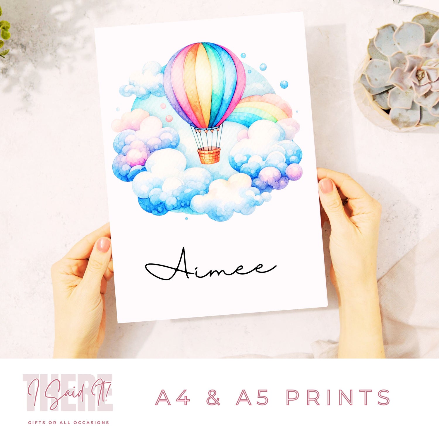 personalised hot air balloon print