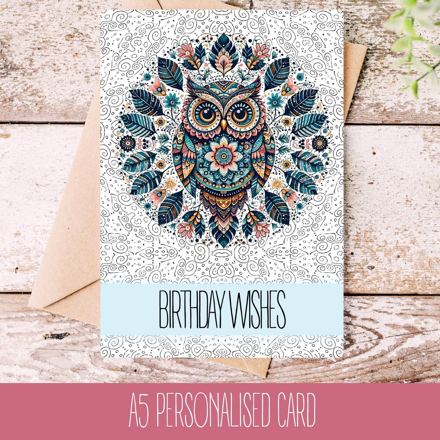 Personalised Mandala Owl Card