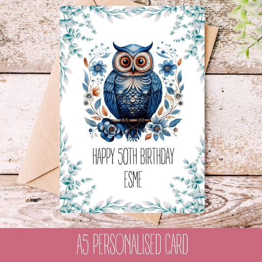 Personalised Owl Greetings Card