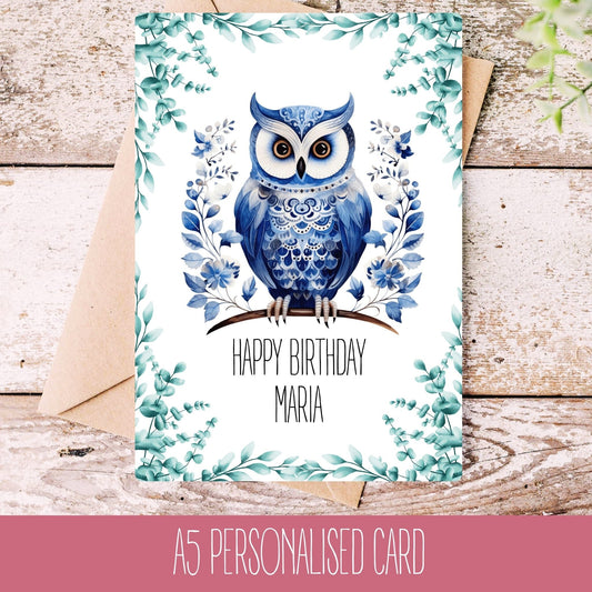 Personalised Owl Lover Greetings Card