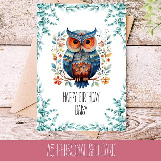 Personalised Owl Lover Occasion Card