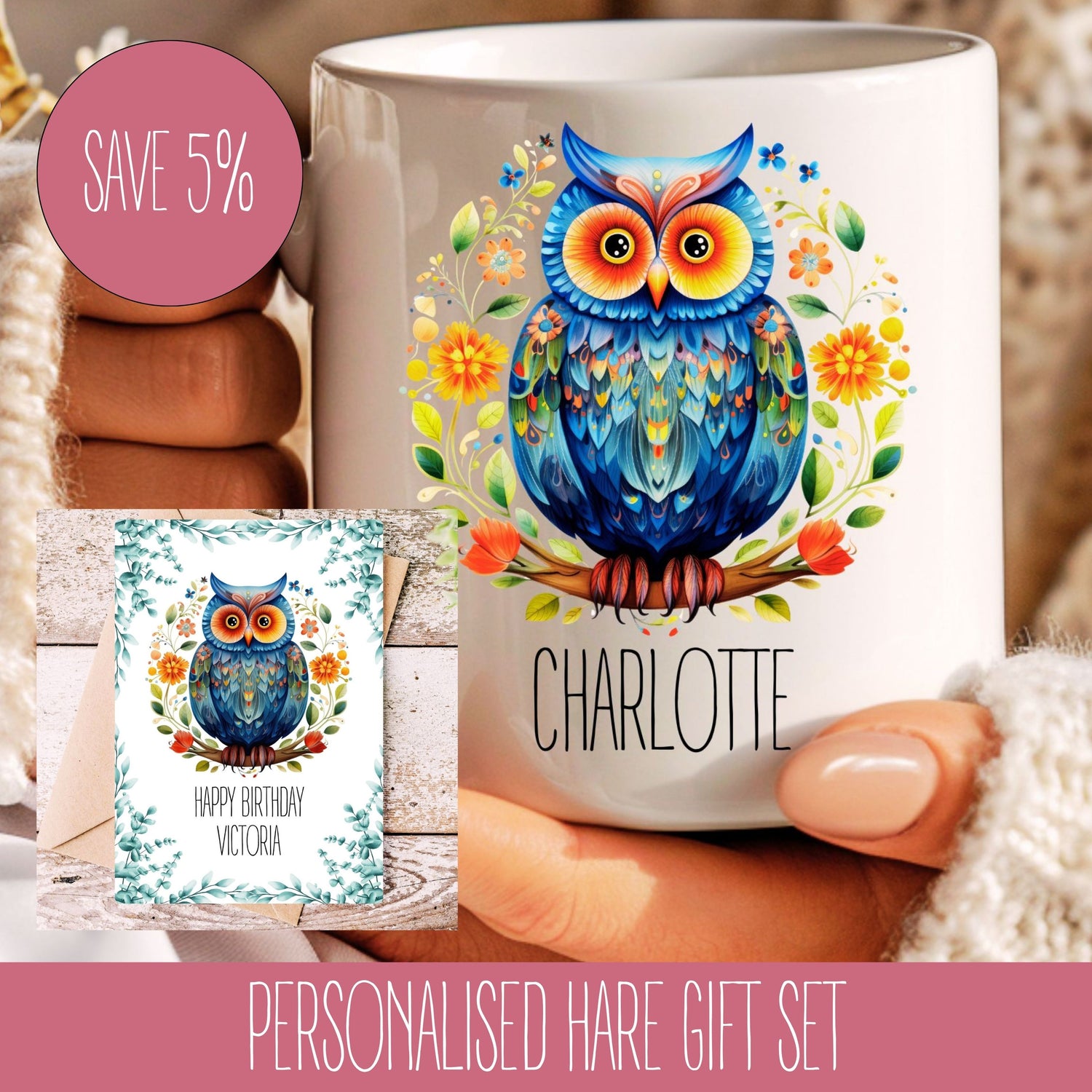 Personalised Owl Mug Gift Set