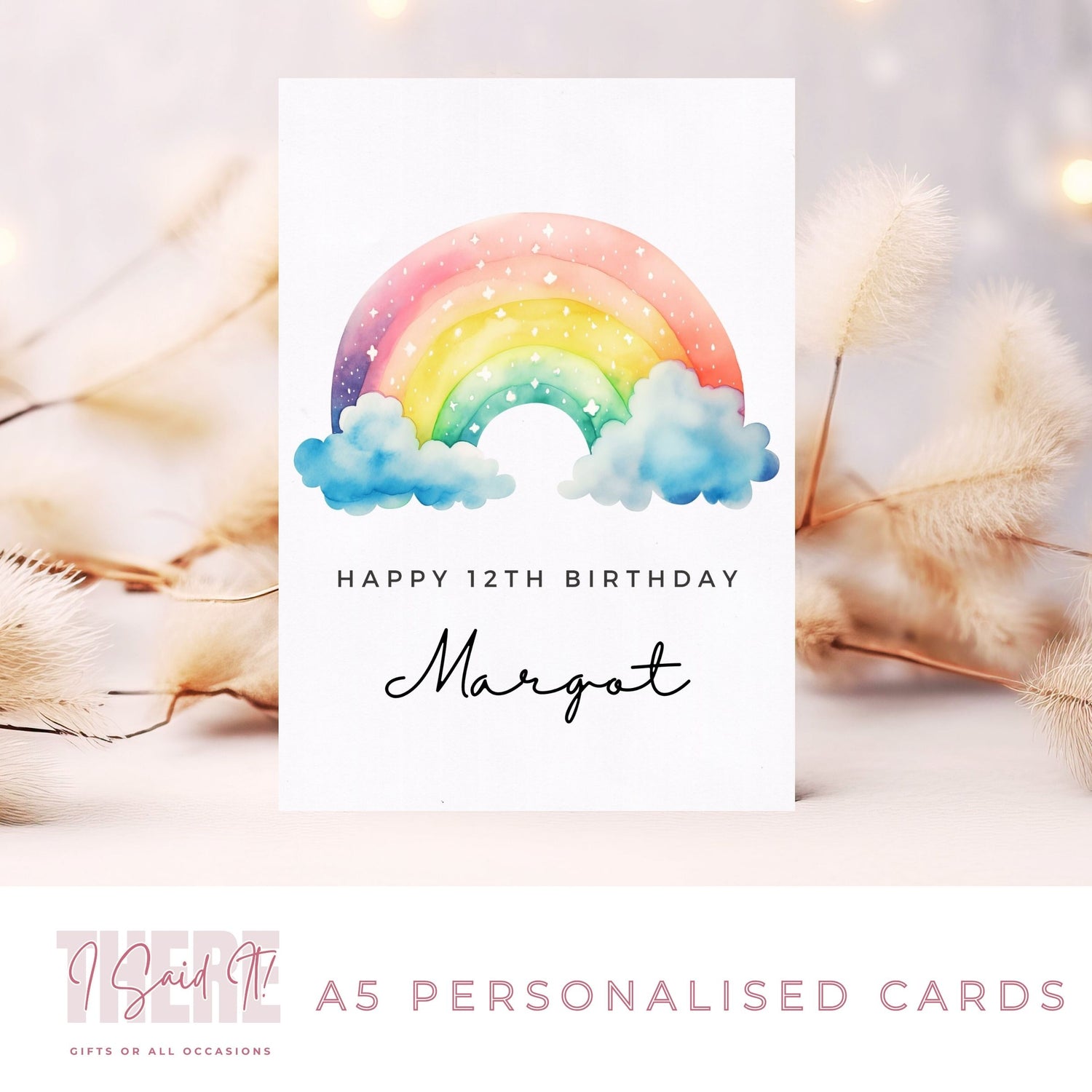 personalised rainbow birthday card