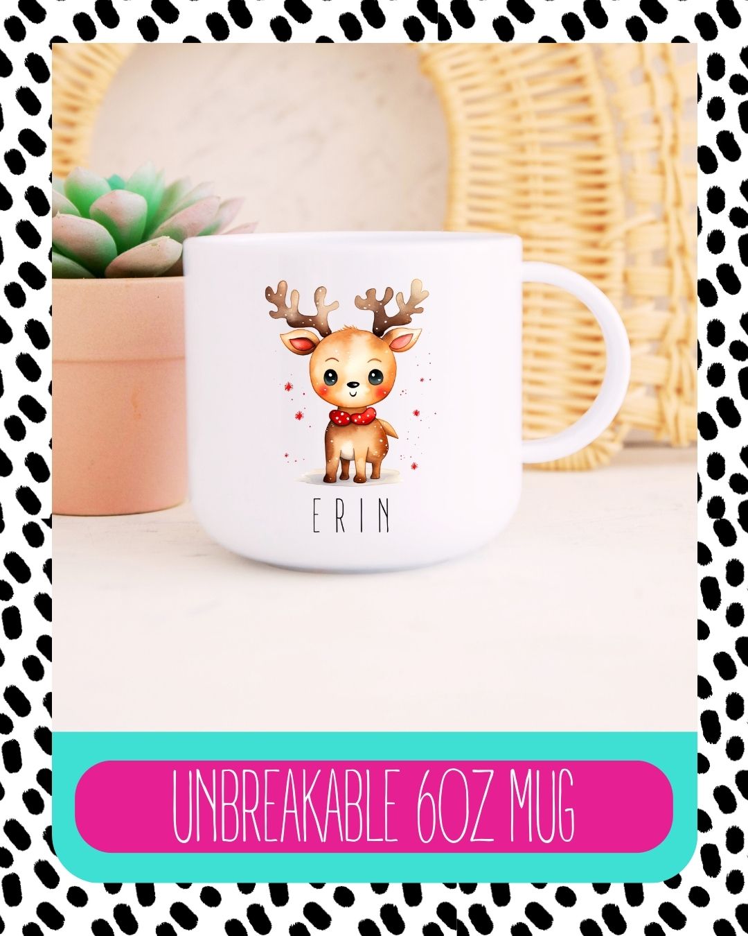 Personalised Reindeer Unbreakable Christmas Mug