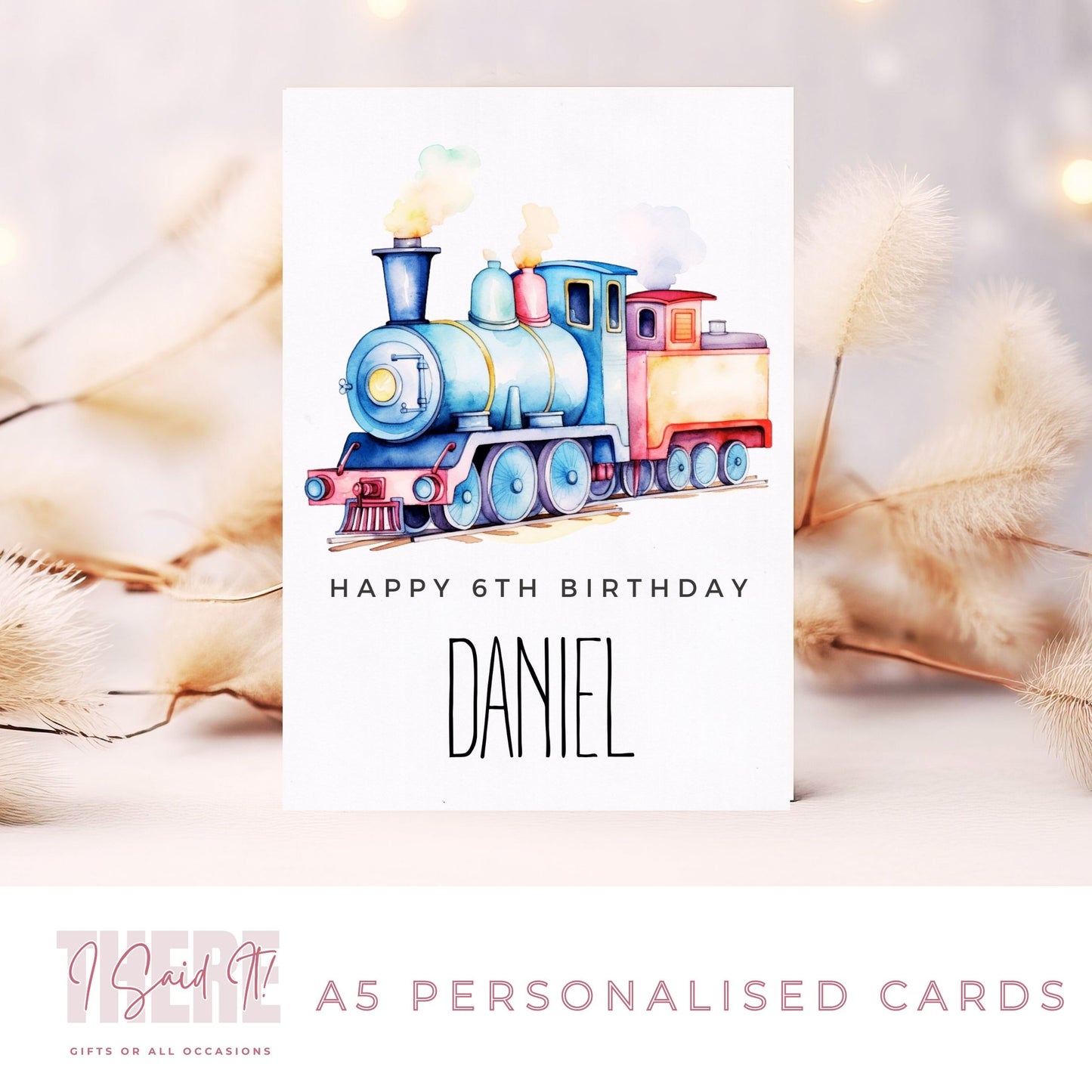 personalised train birthday card