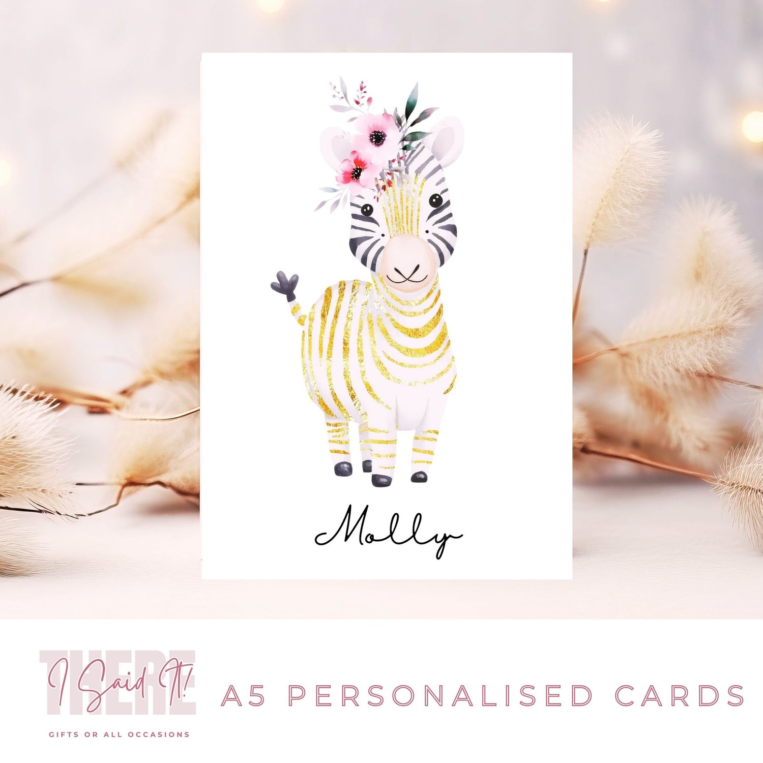 personalised zebra birthday card